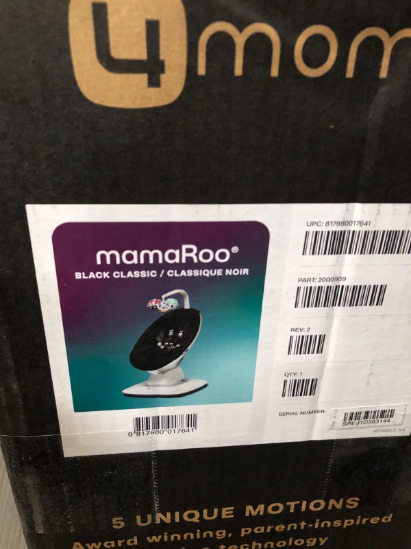 Photo 3 of 4moms MamaRoo Multi-Motion Baby Swing, Bluetooth Enabled with 5 Unique Motions, Black