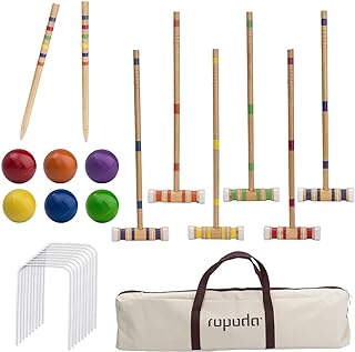 Photo 1 of ropoda Six-Player Croquet Set with Wooden Mallets, Colored Balls