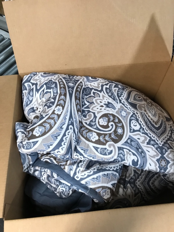 Photo 3 of Blue Boho Comforter Set Queen, 7 Pieces Bed in A Bag Comforter Boho Paisley Pattern Bedding Set Soft Microfiber Queen Size