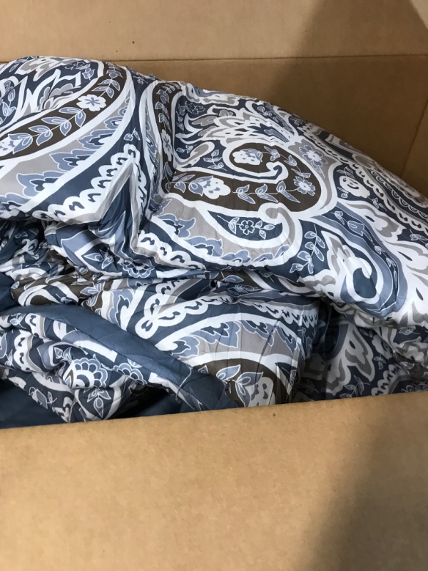 Photo 2 of Blue Boho Comforter Set Queen, 7 Pieces Bed in A Bag Comforter Boho Paisley Pattern Bedding Set Soft Microfiber Queen Size