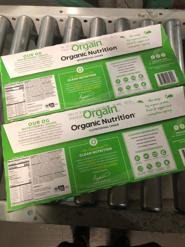 Photo 1 of 2 PACK Orgain Organic Nutritional Shake, Vanilla Bean - Meal Replacement, 16g Grass Fed Whey Protein, 20 Vitamins & Minerals, Gluten Free, Soy Free, Kosher, Non-GMO, 11 Fl Oz (Pack of 12) Vanilla Bean 11 Fl Oz 