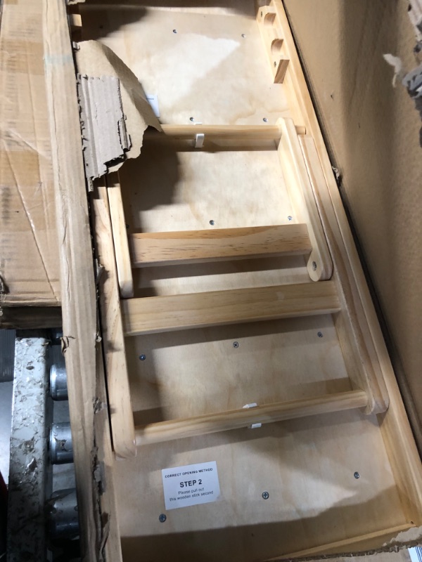 Photo 3 of JDMOLG Adjustable Dog Ramp for Bed - Wooden Folding Pet Ramp for Couch Portable Dog Ramps for Small Large Dogs - Dog Ramp High Bed from 13" to 18" with Non-Slip Traction Surface