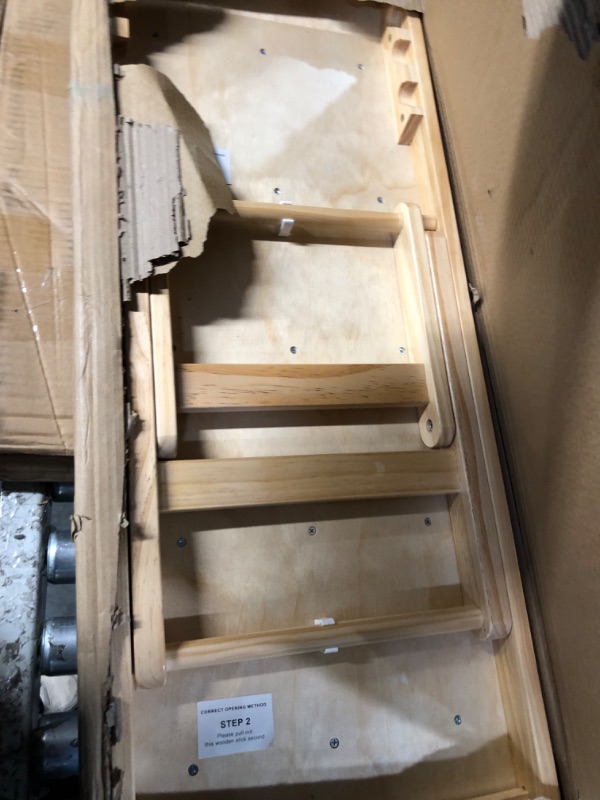 Photo 2 of JDMOLG Adjustable Dog Ramp for Bed - Wooden Folding Pet Ramp for Couch Portable Dog Ramps for Small Large Dogs - Dog Ramp High Bed from 13" to 18" with Non-Slip Traction Surface