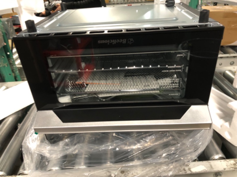 Photo 2 of ***MINOR DAMAGE***Beelicious 32QT Extra Large Air Fryer, 19-In-1 Air Fryer Toaster Oven Combo with Rotisserie and Dehydrator, Digital Convection Oven Countertop Airfryer Fit 13" Pizza, 6 Accessories, 1800w, Black