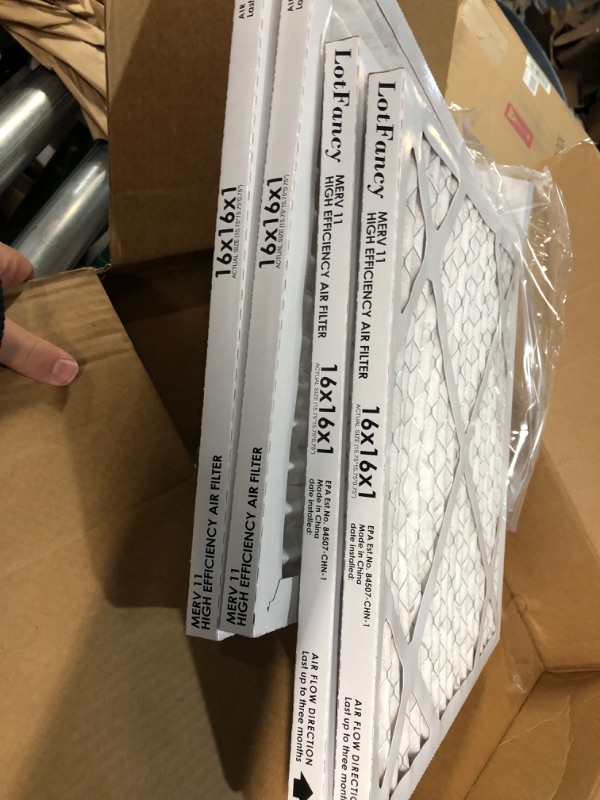 Photo 2 of ***READ NOTES***LotFancy 16x16x1 Air Filters, MERV 11 AC Furnace Filters, 4 Pack Pleated Air Conditioner HVAC Filters (Actual Size: 15.75 x 15.75 x 0.75 Inches) MERV 11 16x16x1(4 Pack)