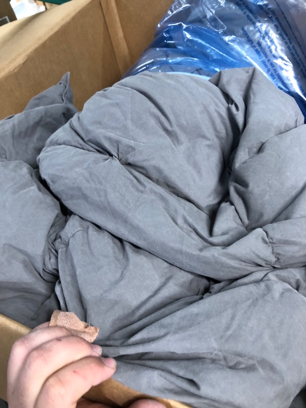 Photo 1 of ***USED LIKE NEW***WENERSI Feather Down Comforter King, Beautiful Pinch Pleat Duvet Insert, 100% Cotton Fabric, All Season King Comforter(Grey, 106x90inches) King(106x90inches) Grey Pinch Pleat