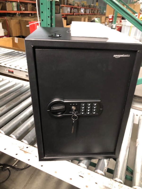 Photo 4 of **No Return**Amazon Basics Steel Home Security Safe with Programmable Keypad - Secure Documents, Jewelry, Valuables - 1.8 Cubic Feet, 13.8 x 13 x 19.7 Inches, Black 1.8 Cubic Feet Keypad Lock