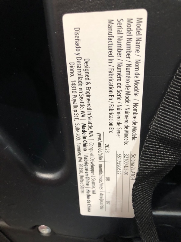 Photo 1 of Diono Solana 2 XL, Dual Latch Connectors, Lightweight Backless Belt-Positioning Booster Car Seat, 8 Years 1 Booster Seat, Black 2019 LATCH Connect Single Black