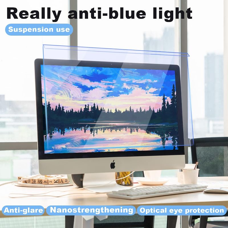 Photo 1 of Blue Light Blocking Screen Protector – Anti Blue Light Screen Protector for 23, 23.6, 23.8, 24 inch Diagonal LED PC Universal Monitor Blue Light Computer Screen Filter - (16:9/16:10