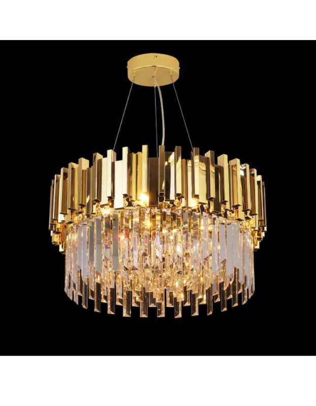 Photo 1 of *PHOTO REFERENCE*MEEROSEE Gold Crystal Chandelier Lighting Pendant Lights Fixture with Stainless Steel Shade Island Ceiling Light Dining Room Living Room Contemporary Kitchen Dimmable 9-Lights