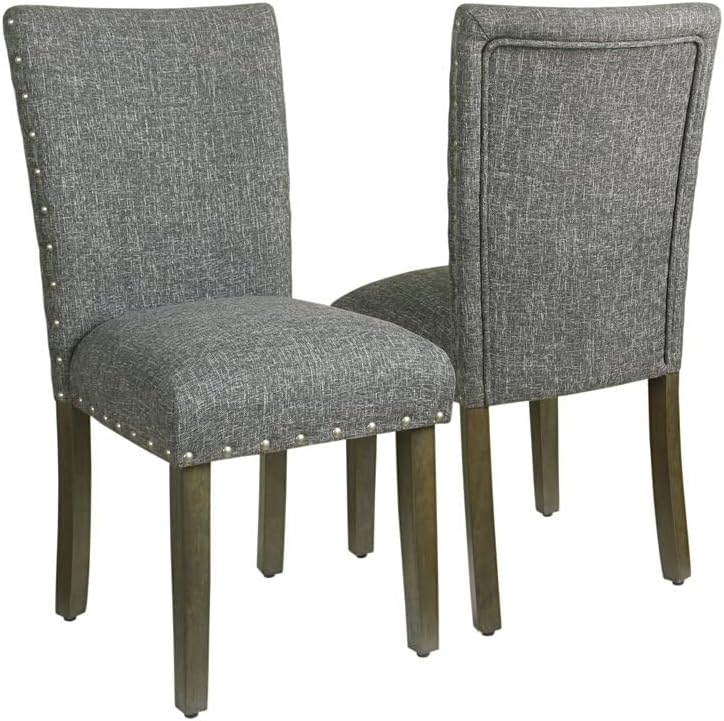 Photo 1 of *PHOTO REFERENCE * HomePop Classic Parsons Upholstered Accent Dining Chair with Nailheads, Set of 2, Gray
