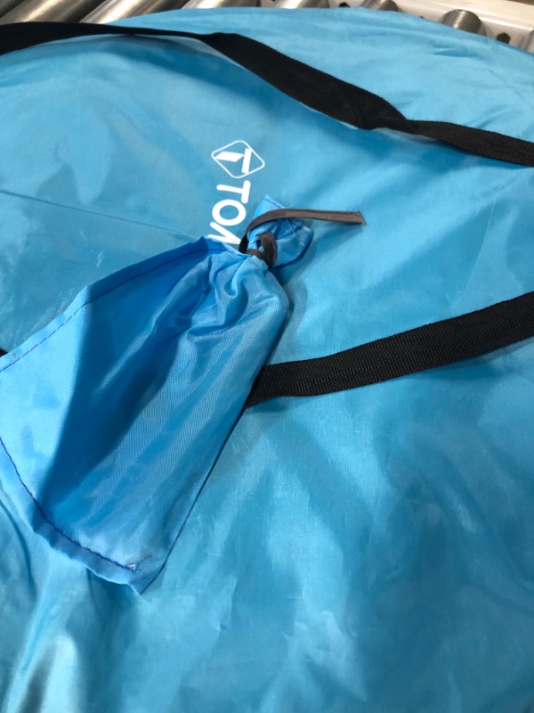 Photo 2 of **USED** TOMSHOO Pop up Tent Portable Privacy Shower Tent Outdoor Camping Toilet Spacious Changing Room Includes 1 Removable Bottom, 8 Stakes, 1Removable Rain Cover, 1 Carrying Bag for Outdoors Indoors Light blue