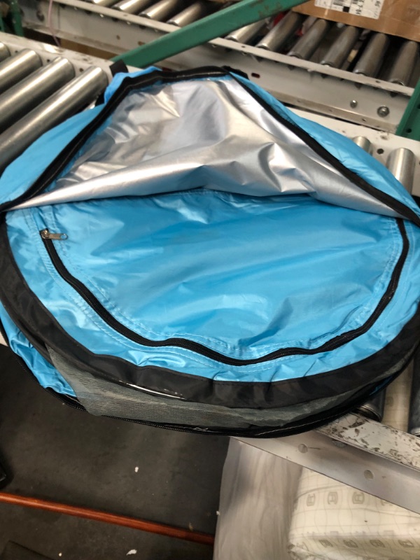 Photo 5 of **USED** TOMSHOO Pop up Tent Portable Privacy Shower Tent Outdoor Camping Toilet Spacious Changing Room Includes 1 Removable Bottom, 8 Stakes, 1Removable Rain Cover, 1 Carrying Bag for Outdoors Indoors Light blue