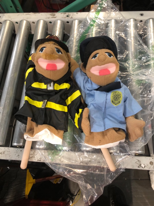 Photo 2 of Melissa & Doug Rescue Puppet Set - Police Officer and Firefighter - Soft, Plush Puppets For Kids Ages 3+