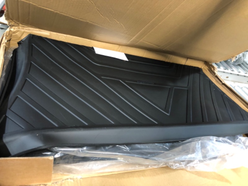 Photo 3 of powoq Fit Tesla Model Y Trunk Mat Floor Mats Cargo Mat Cargo Liner Floor Liner Trunk Liner for 2020 2021 2022 Tesla Model Y Accessories (Four Trunk Mats + Floor Mats+3 PCS Rear Backrest Mats)