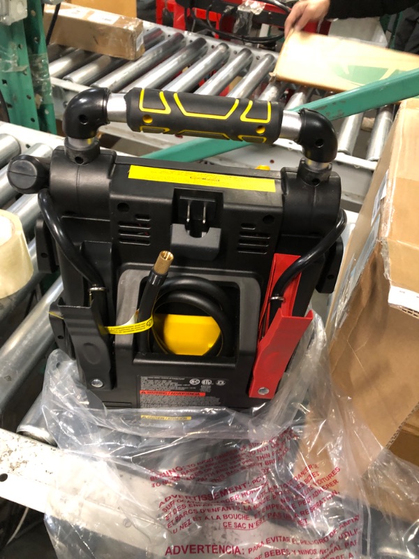 Photo 1 of STANLEY J5C09D Digital Portable Power Station Jump Starter: 1200 Peak/600 Instant Amps, 120 PSI Air Compressor, 3.1A USB Ports, Battery Clamps 1,200 Peak Amps