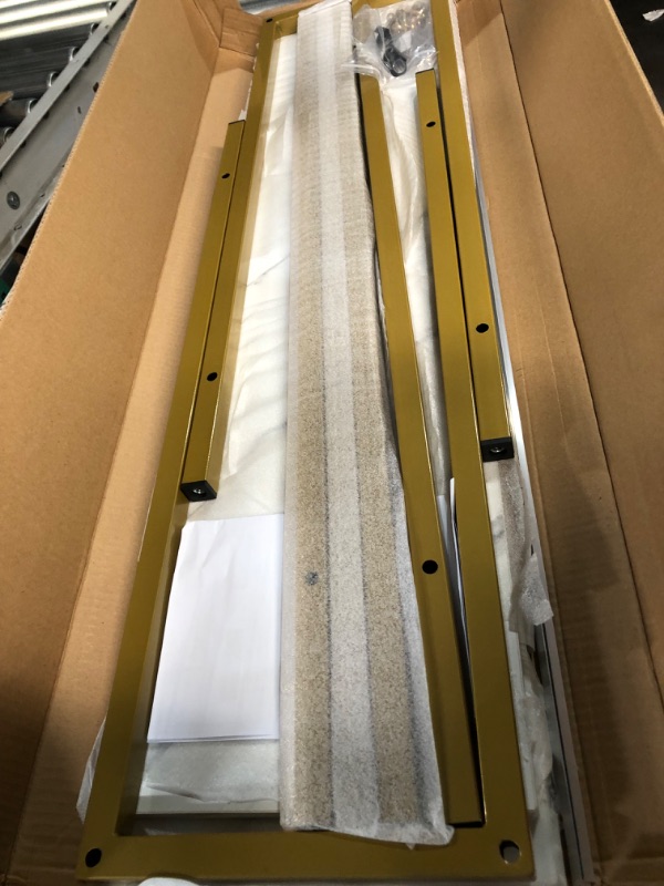 Photo 1 of loglus Console Table for Entryway, Faux Marble MDF Sofa Table with Golden Frame (Double Layer, White Marble) White Marble Double Layer