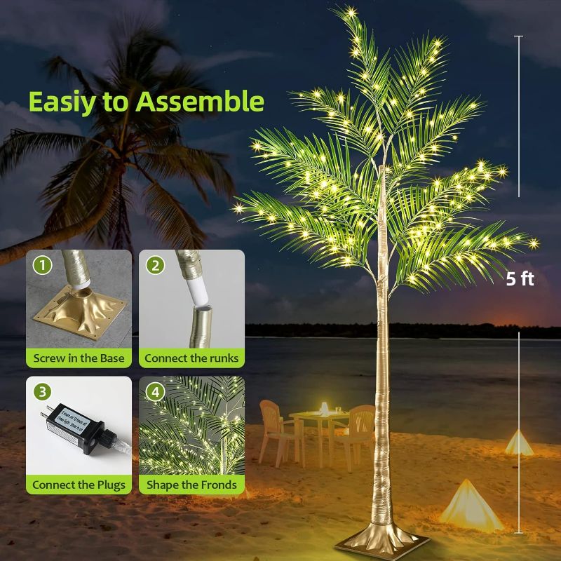 Photo 4 of (READ NOTES) IJG 7FT Lighted Palm Tree for Outside Patio, 560 LED Warm White Light Artificial Palm Tree with Timing Function, LED Palm Tree for Pool Beach Patio Yard Tiki Bar Hawaii Outdoor Indoor Decoration