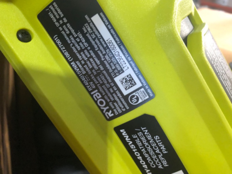 Photo 3 of **PARTS ONLY DOES NOT FUNCTION**
RYOBI 40V HP Brushless Whisper Series 160 MPH 650 CFM (Tool Only)