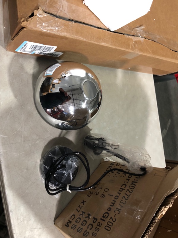 Photo 4 of ***USED - UNABLE TO TEST - NO BULB INCLUDED***
GLAMIGHT Smoky Silver Glass Globe Pendant Light - Modern Hanging Light Fixture for Kitchen Island