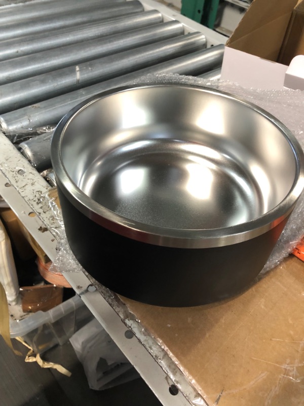 Photo 2 of AnimalsDC 100oz Extra Large Double Wall Insulated Dog Water Bowl | Stainless Steel Pet Bowl Holds 100oz/12 Cups Food or 90oz Water | Dishwasher Safe Dog Bowl | Non-Slip Rubber Base (Black)