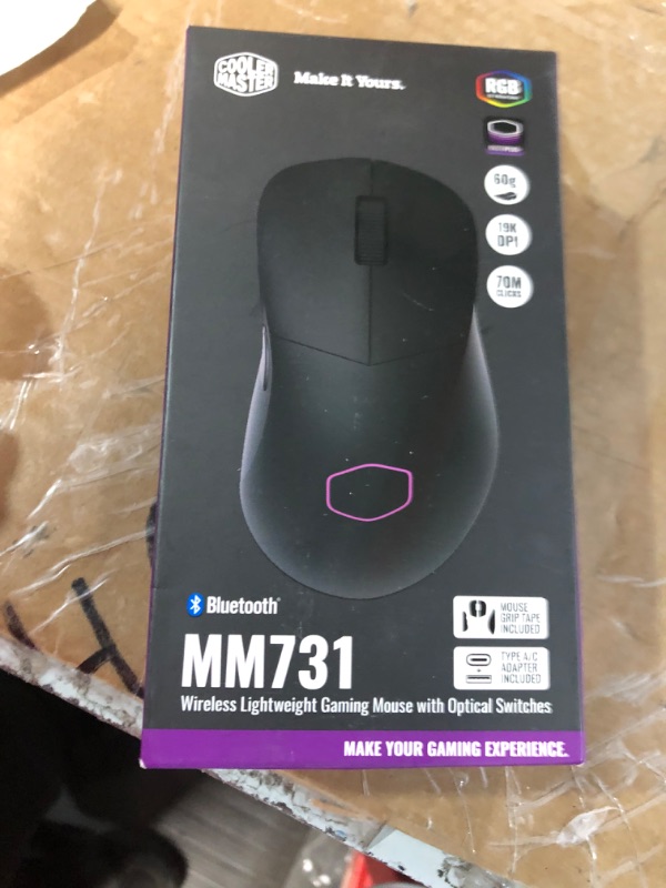 Photo 3 of Cooler Master MM731 Black Gaming Mouse with Adjustable 19,000 DPI, 2.4GHz and Bluetooth Wireless, PTFE Feet, RGB Lighting and MasterPlus+ Software (MM-731-KKOH1) Black MM731 Wireless