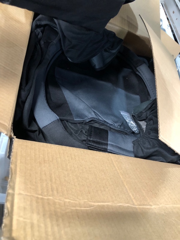 Photo 1 of BDK PolyPro Car Seat Covers Full Set in Charcoal on Black with Steering Wheel Cover & Seat Belt Pads – Front and Rear Split Bench Car Seat Cover, Easy to Install, Interior Covers for Auto Truck SUV Charcoal Gray