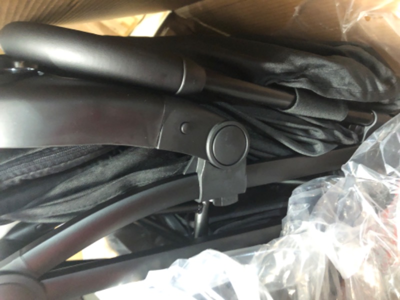 Photo 3 of Mompush Lithe V2 Lightweight Stroller + Snack Tray, Ultra-Compact Fold & Airplane Ready Travel Stroller, Near Flat Recline Seat, Cup Holder, Raincover & Travelbag Included Black