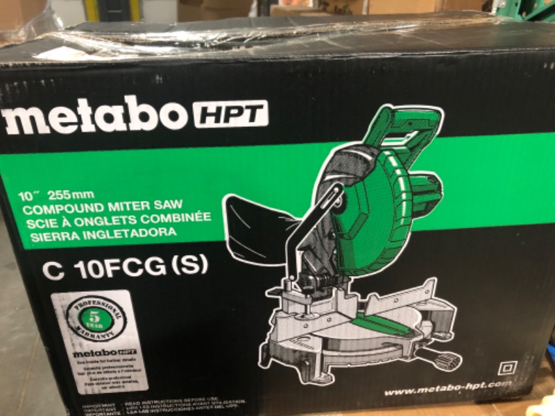 Photo 5 of **SEE NOTES/NON-REFUNDABLE FOR PARTS**
Metabo HPT Compound 10" Miter Saw with 10-Inch Fine Finish Blade w/ 10-Inch VPR Fine Finish Blade