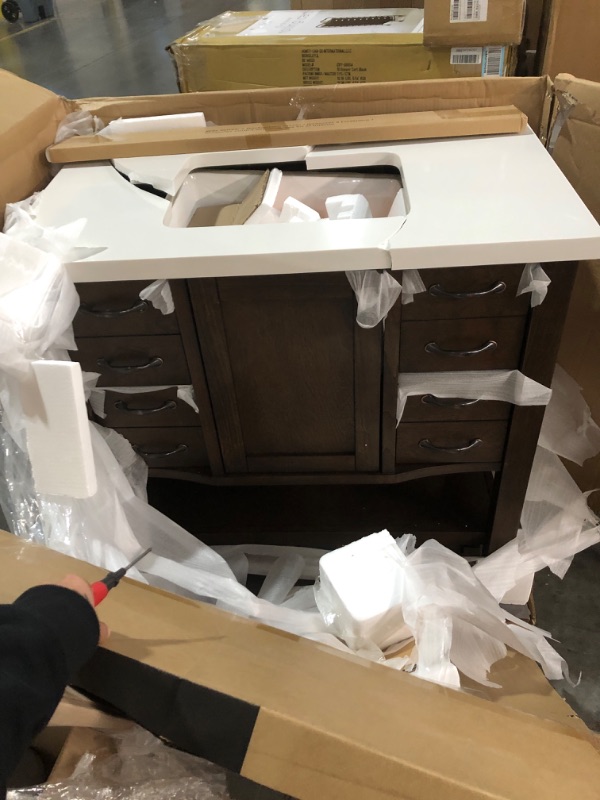 Photo 5 of ***MAJOR DAMAGE*** 
allen + roth Kingscote 36-in Espresso Undermount Single Sink Bathroom Vanity with White Engineered Stone Top
