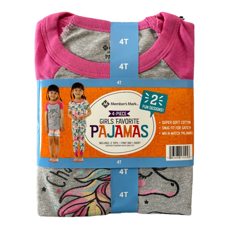 Photo 1 of Member's Mark Girl's 4-Piece Snug Fit Mix-N-Match Favorite Pajamas Set
