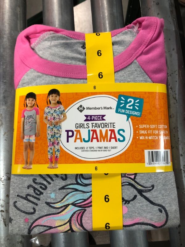 Photo 2 of Member's Mark Girl's 4-Piece Snug Fit Mix-N-Match Favorite Pajamas Set
