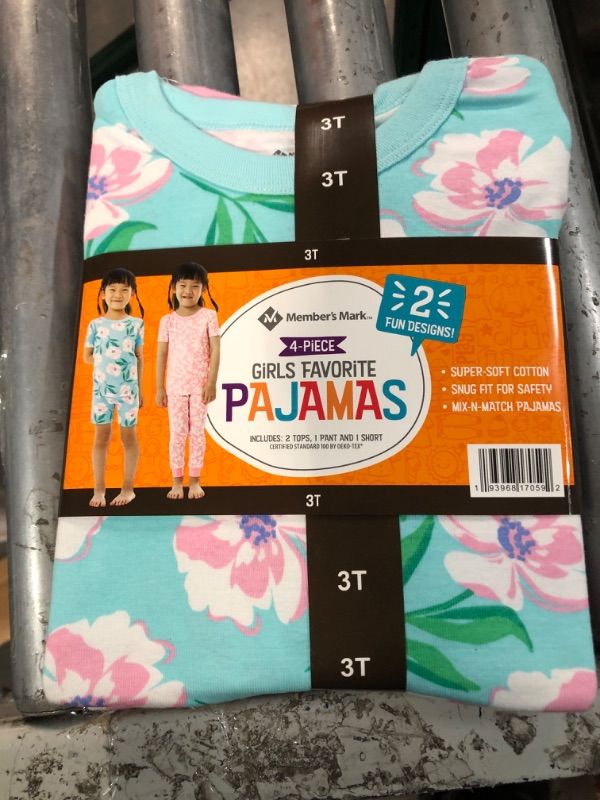 Photo 2 of NWT- Member's Mark Girl's Favorite 4-Piece Pajama Sets 3T (2 Tops, 2 Bottoms)
