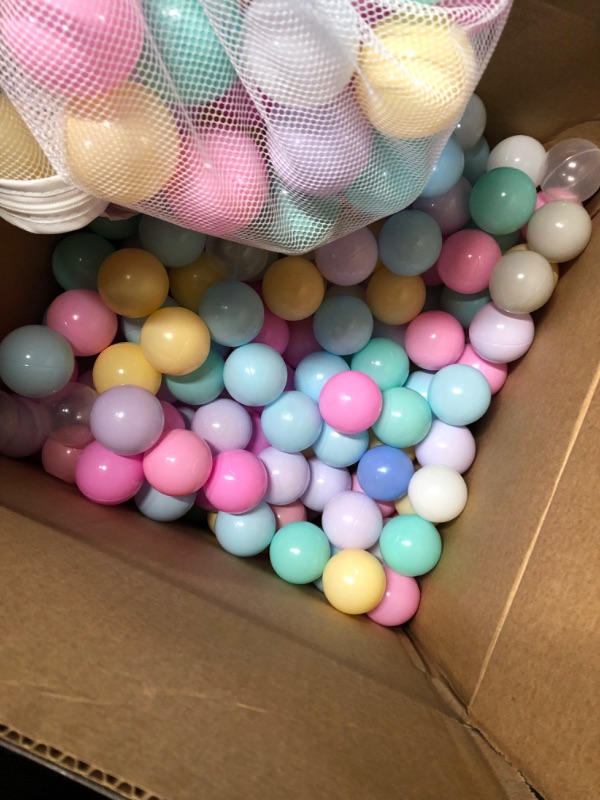 Photo 3 of Amazon Basics BPA Free Crush-Proof Plastic Ball Pit Balls with Storage Bag, Toddlers Kids 12+ Months, 6 Pastel Colors - Pack of 1000 6 Pastel Colors 1,000 Balls