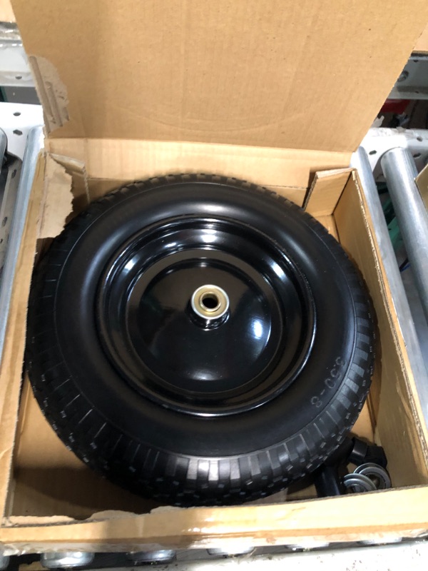 Photo 2 of 14.5" Wheelbarrow Tire, 3.50-8" Flat-free Solid Tire and Wheel with 5/8" Axle Bore Hole