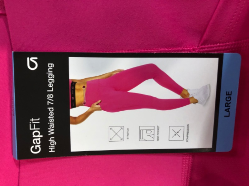 Photo 2 of GAP Fit Women's High Waisted 7/8 Side Pocket Compression Stretch Legging (Fuchsia Purple, L)