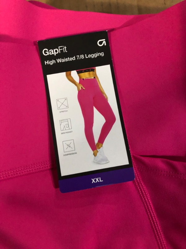 Photo 1 of GAP Fit Women's High Waisted 7/8 Side Pocket Compression Stretch Legging (Fuchsia Purple, XXL)