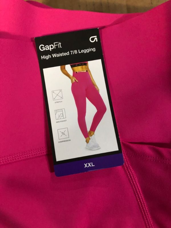 Photo 3 of GAP Fit Women's High Waisted 7/8 Side Pocket Compression Stretch Legging (Fuchsia Purple, XXL)