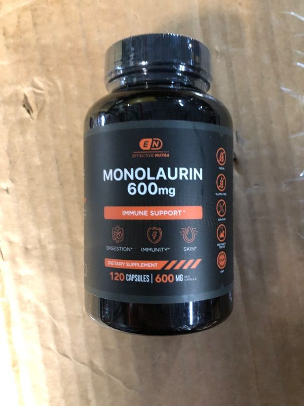 Photo 2 of EFFECTIVE NUTRA Monolaurin 600mg - Immune Support, Digestion & Skin - Monolaurin Supplement for Men & Women 120 Capsules