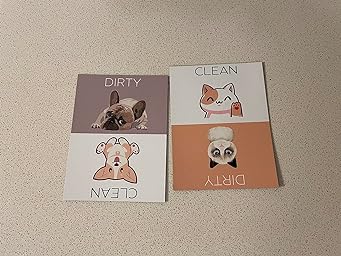 Photo 2 of (2 Pack) Dishwasher Magnet Clean Dirty Sign Dog / Cat 