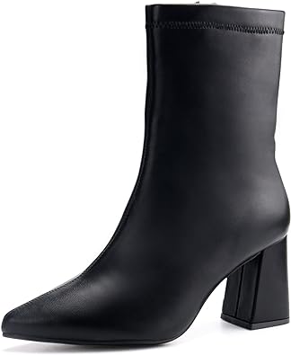 Photo 1 of JABASIC Women Ankle Boots Pointed Toe Boots Side Zipper Chunky High Heel Booties
size 6