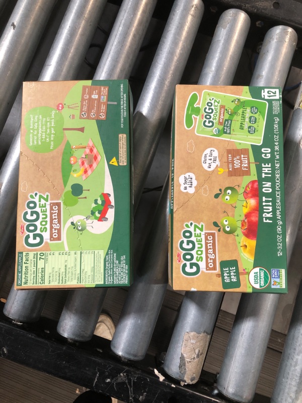 Photo 2 of (2X BOXES) GoGo squeeZ Fruit on the Go Organic, Apple Apple, 3.2 oz (Pack of 12), Unsweetened Organic Fruit Snacks for Kids, Gluten Free, Nut Free and Dairy Free, Recloseable Cap, BPA Free Pouches Apple Apple 3.2 Ounce (Pack of 12)