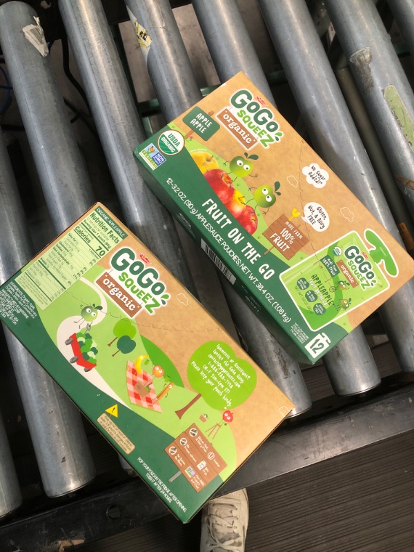 Photo 2 of (2 BOXES OF) GoGo squeeZ Fruit on the Go Organic, Apple Apple, 3.2 oz (Pack of 12), Unsweetened Organic Fruit Snacks for Kids, Gluten Free, Nut Free and Dairy Free, Recloseable Cap, BPA Free Pouches Apple Apple 3.2 Ounce (Pack of 12)