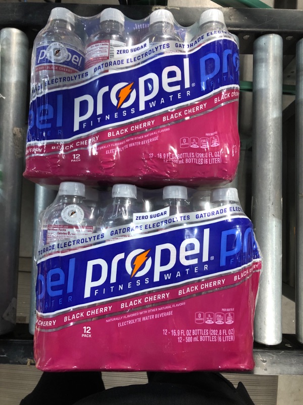Photo 2 of (2 BOXES) Propel Black Cherry, Zero Calorie Sports Drinking Water with Electrolytes and Vitamins C&E, 16.9 Fl Oz(Pack of 12)