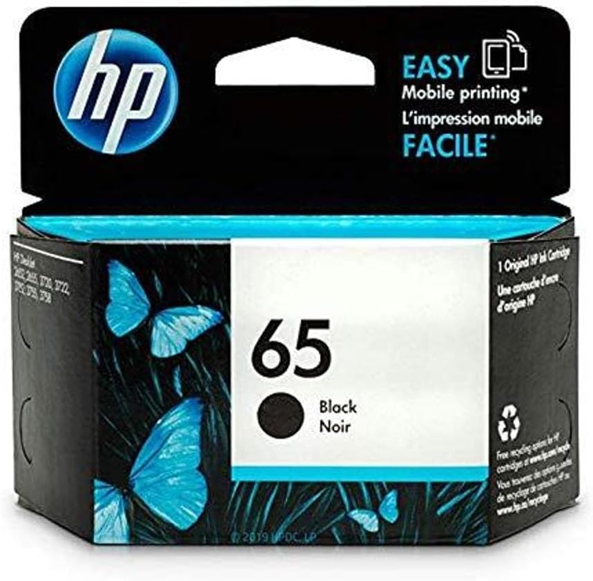 Photo 1 of HP 65 Black Ink Cartridge | Works with HP AMP 100 Series, HP DeskJet 2600, 3700 Series, HP ENVY 5000 Series | Eligible for Instant Ink | N9K02AN
