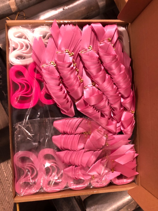 Photo 2 of Loetere 400 Pcs Breast Cancer Awareness Bracelets Pink Ribbons Cancer Awareness Items Pink Ribbon Pin 200 Breast Cancer Bracelets 200 Breast Cancer Pin for Charity Event Pink Ribbon Party Supplies