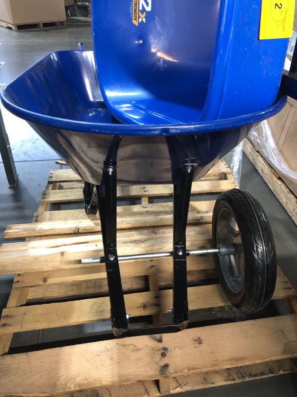 Photo 2 of (READ NOTES) Kobalt Steel Wheelbarrow with Flat Free Tire - Blue - 7 Cu ft - Each