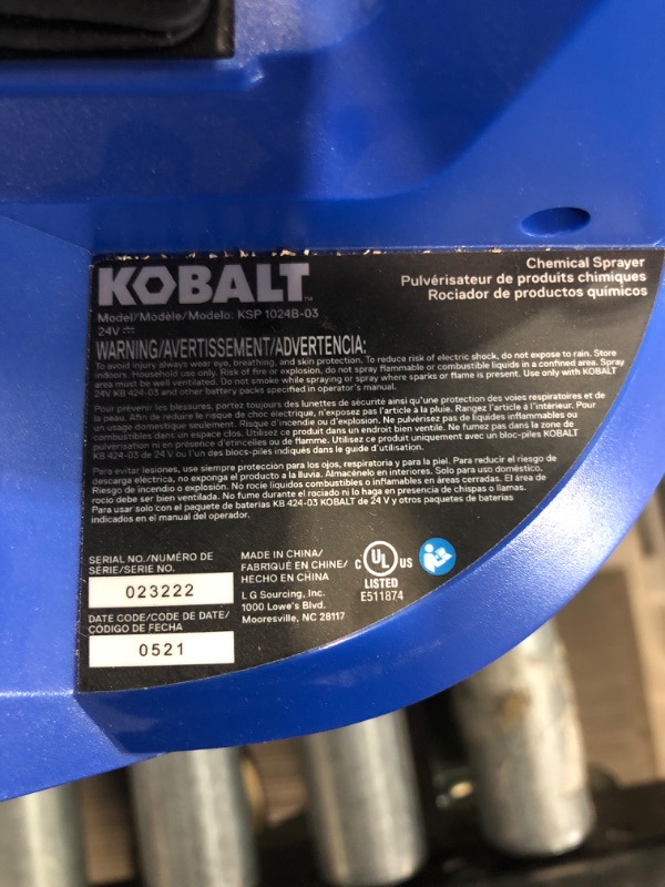 Photo 3 of (READ NOTES) Kobalt 2.11-gallon Plastic Handheld Sprayer