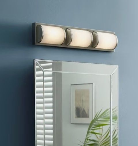 Photo 1 of (READ NOTES) Allen + Roth Kinsley 3-Light Nickel Modern/Contemporary Vanity Light