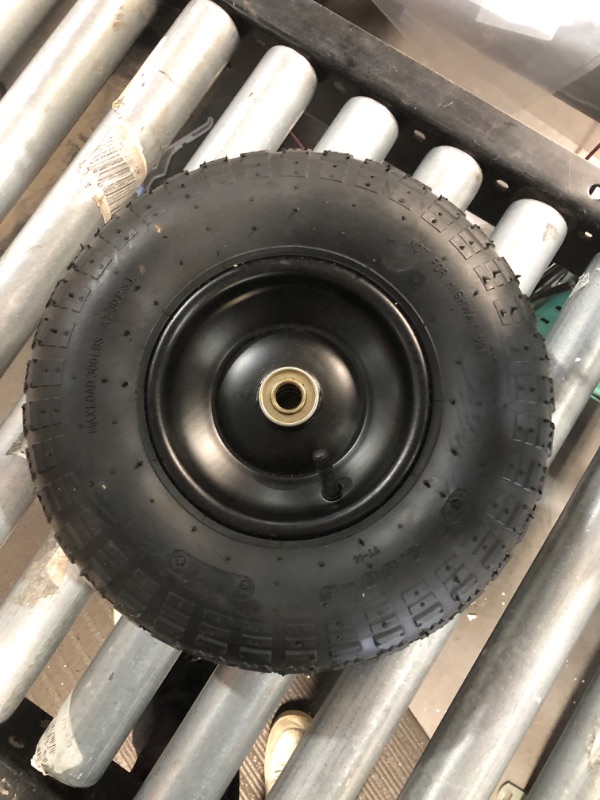 Photo 2 of 14.5" Wheelbarrow Tire, 3.50-8" Flat-free Solid Tire and Wheel with 5/8" Axle Bore Hole, 3-6" Centered Hub for Wheelbarrow Trolley Dolly Lawn Mover Go Kart Replacement